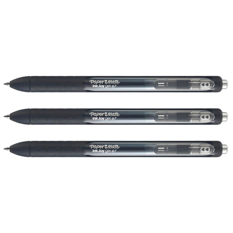 Paper Mate أقلام جيل إنك جوي من بيبر ميت، نقطة متوسطة، أسود، 3 قطع - Image 2